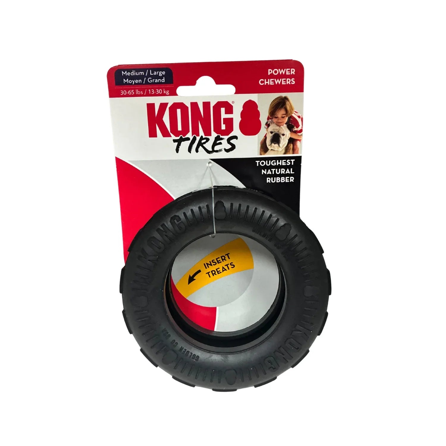 KONG Tires dog toy with packaging on a white background