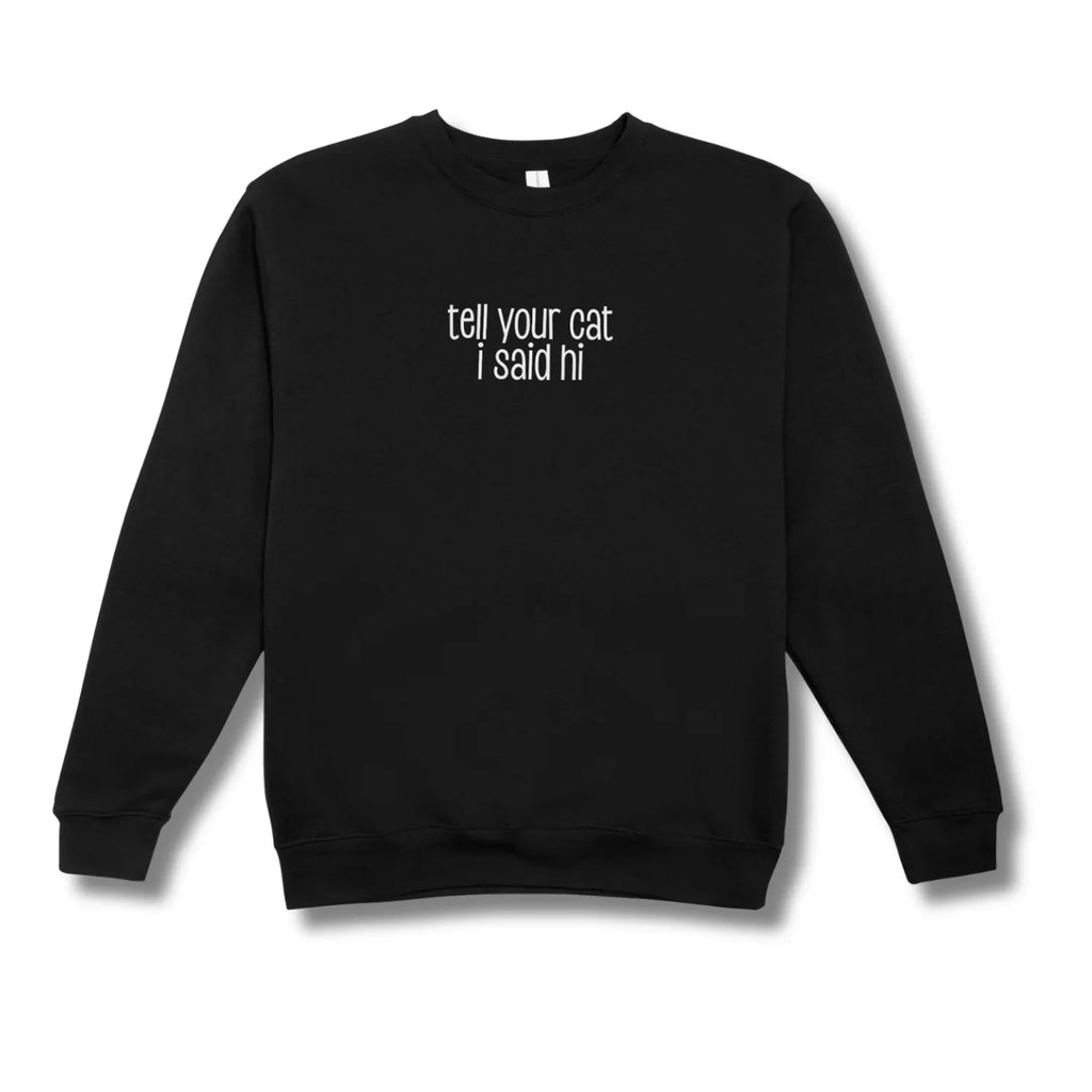 Black sweatshirt with 'Crazy Cat Lady' text on a white background